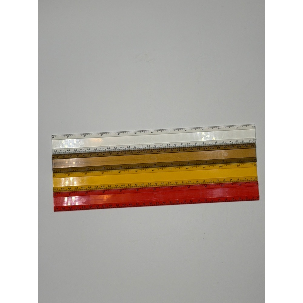 Sheffield 580 Made‎ in USA Ruler Set of 4 Plastic Drafting School Supplies
